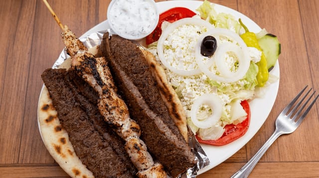 Souvlaki - Gyro Combination Plate.