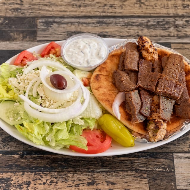 Souvlaki & Gyro Combination Plate.