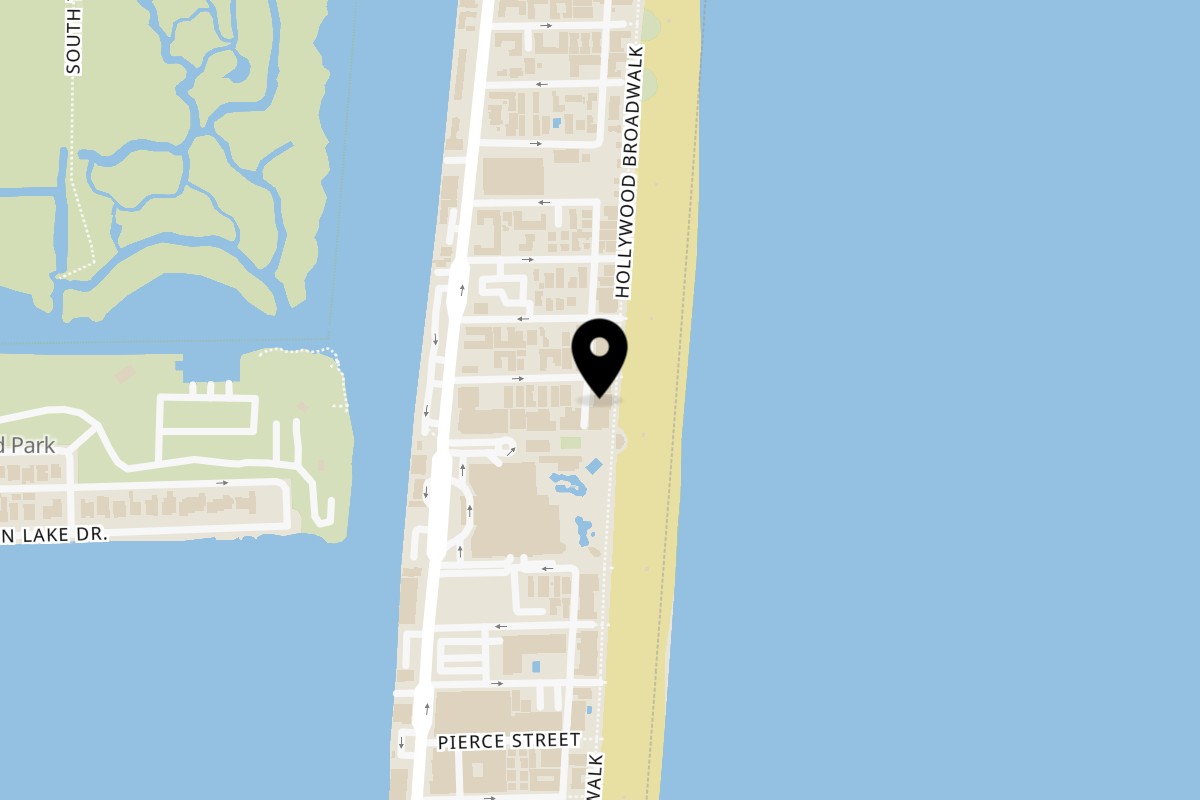 Map showing the location of Sahara International on 1213 N Surf Rd in Hollywood